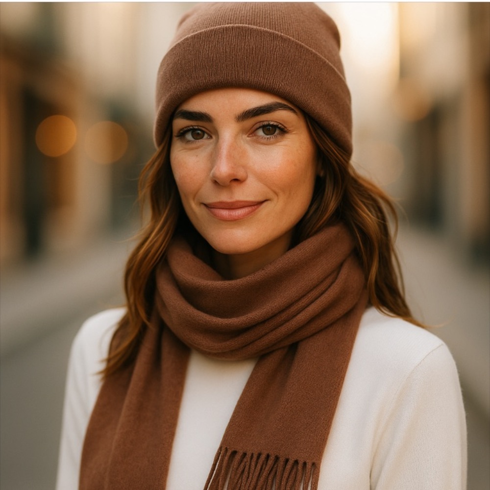 Berkshire Women’s Chocolate Brown Scarf and Hat
